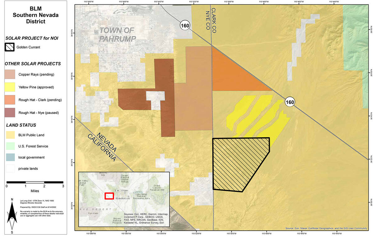 Bureau of Land Management The Purple Sage solar project, denoted by the outlined box containing ...