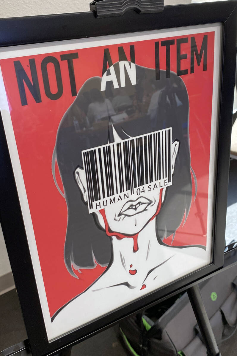 Robin Hebrock/Pahrump Valley Times Artwork depicting the dark, ugly reality of human traffickin ...