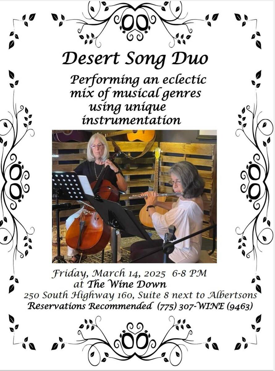 Special to the Pahrump Valley Times Phyllis Nefsky and Patty Henderson are Desert Song Duo, per ...