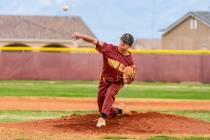 John Clausen/Pahrump Valley Times PVHS junior Dominik Wilson hurls a fastball in his start aga ...