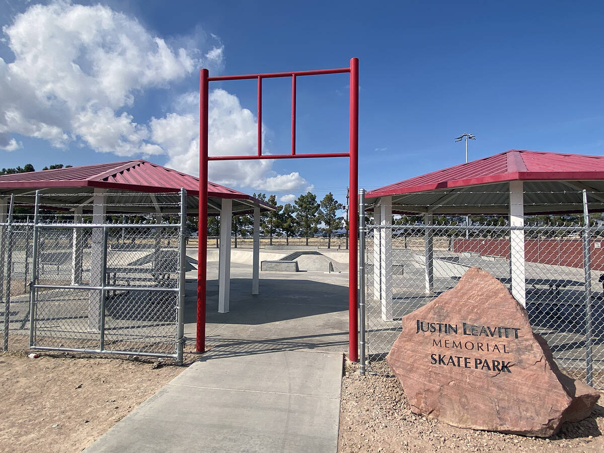 Robin Hebrock/Pahrump Valley Times The Justin Leavitt Skate Park, one of Pahrump's popular outd ...