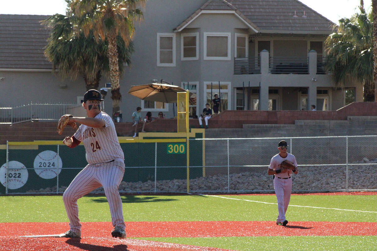 Jacob Powers/Pahrump Valley Times Senior pitcher Andrew Zurn delivers to the plate against Virg ...