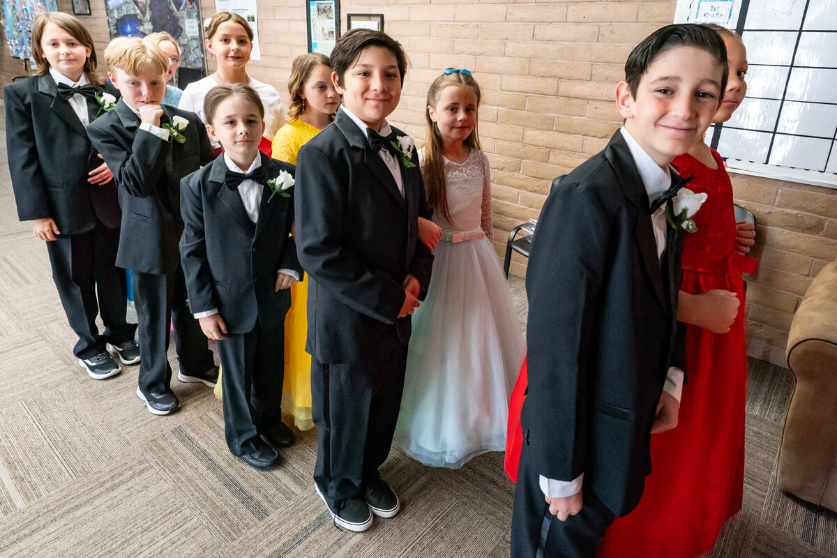 John Clausen/Pahrump Valley Times Students line up to enter the gym at the beginning of the Cot ...