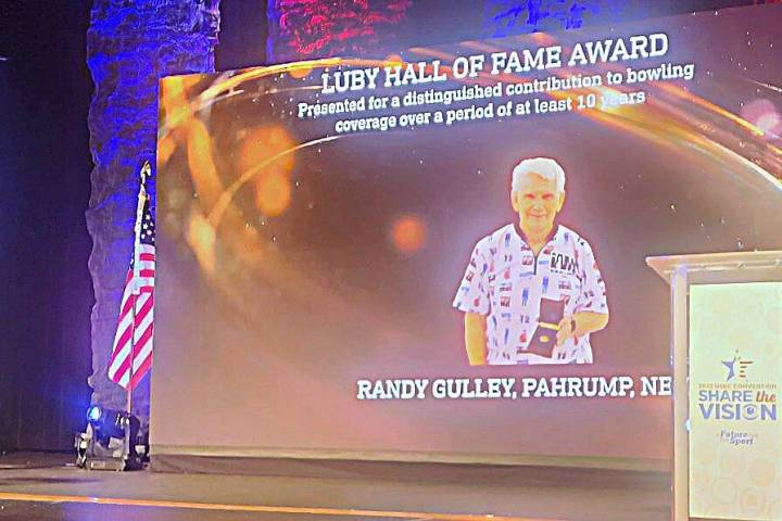 Randy Gulley/Special to the Pahrump Valley Times Gulley is honored on stage with a photo tribut ...