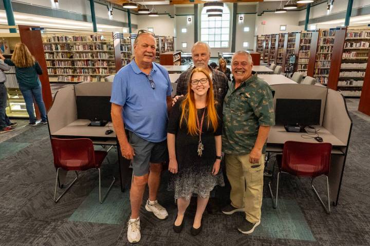 John Clausen/Pahrump Valley Times From left to right; Library board trustee Mathew Morris, form ...