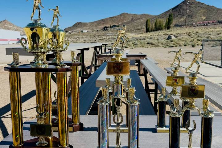 Rebel Dilger/Special to the Pahrump Valley Times Trophies from the SNHPS Jim Butler Days Tourn ...