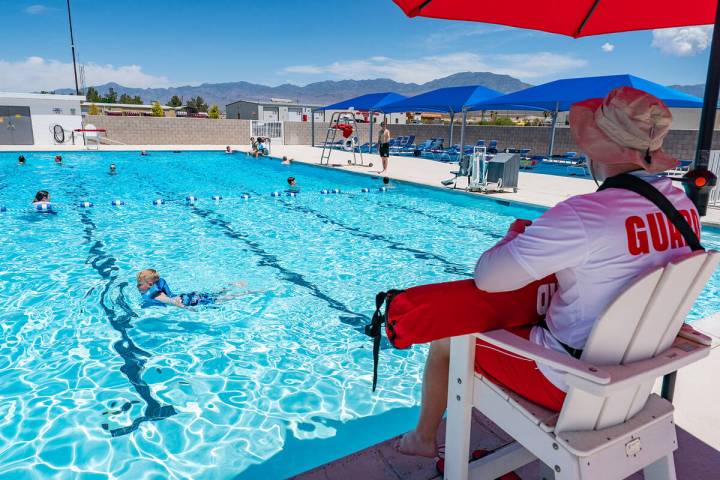 John Clausen/Pahrump Valley Times A lifeguard keeps watch at the Pahrump Community Pool.