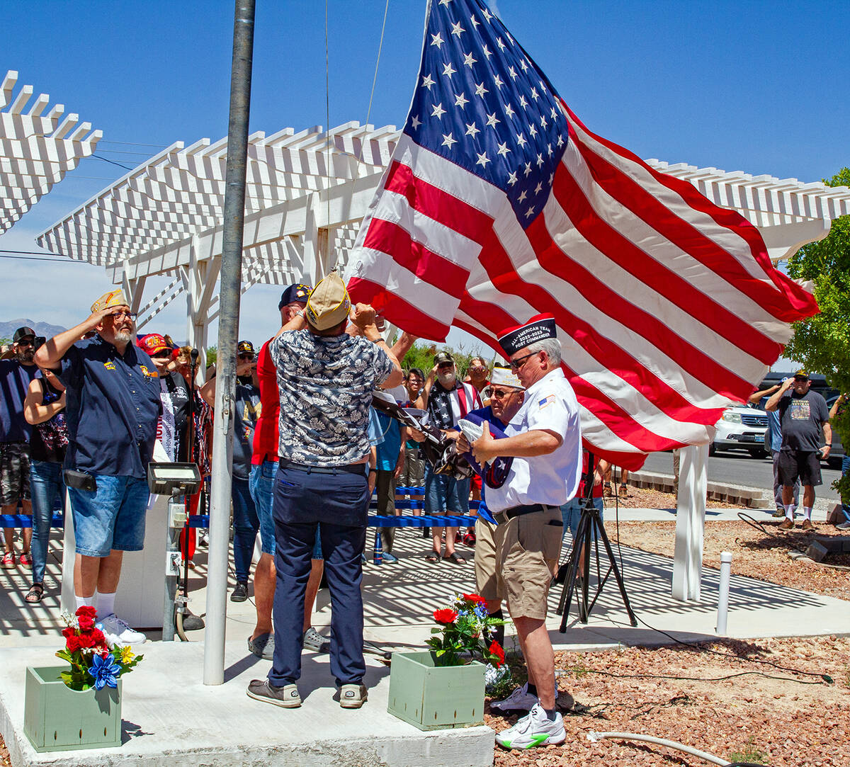 John Clausen/Pahrump Valley Times The changing of the colors is a traditional part of the VFW's ...