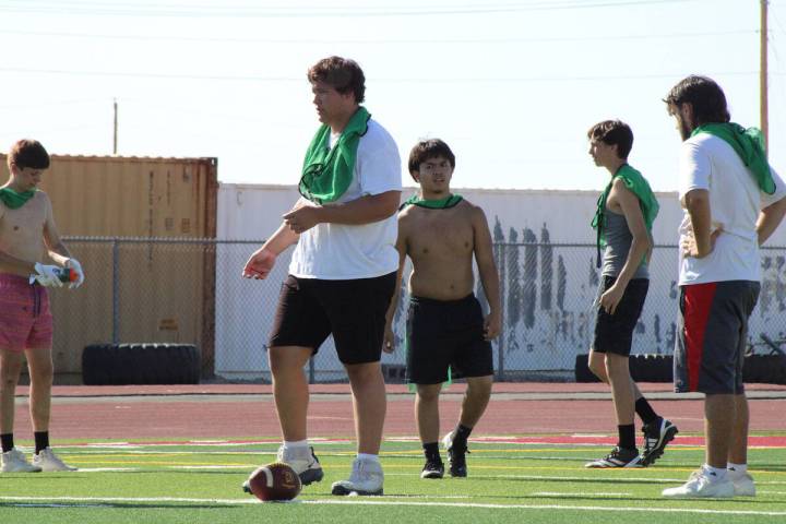 PVHS lineman Julio Ackerman takes a few snaps on the other side of the ball on defense. (Jacob ...