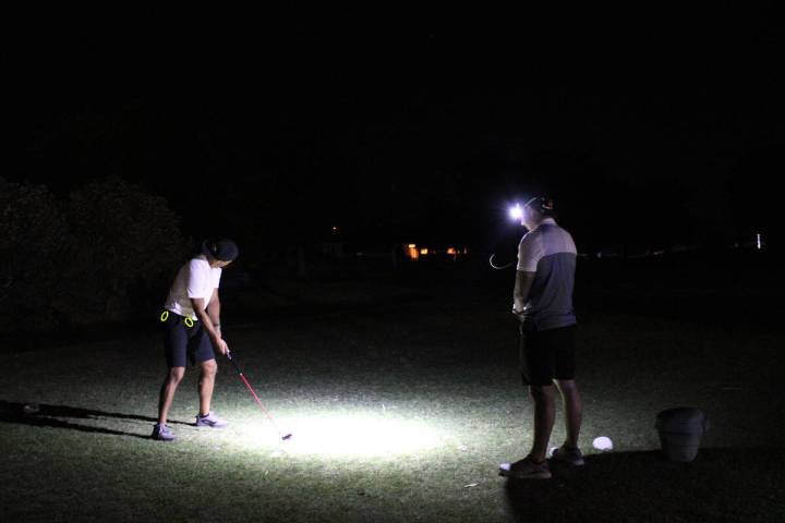 Glow Ball participants found out a headlamp is the way to go during the event. (Jacob Powers/Pa ...
