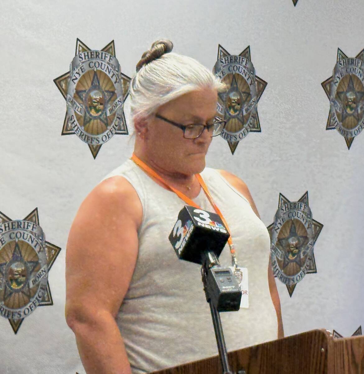 Mari Ausiello, mother of shooting victim Joey Perry, addresses the media on Monday, July 7, at ...