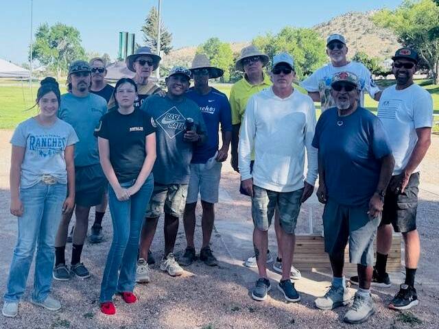 Nevada State Horseshoe Pitching Association pitchers gather following their singles tournament ...