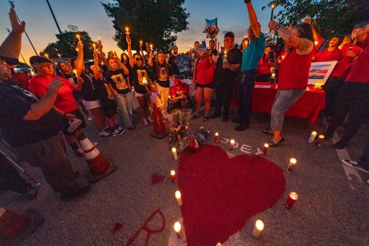 The candlelight vigil for Joey Perry at Ian Deutch Memorial Park on Friday night. (John Clausen ...
