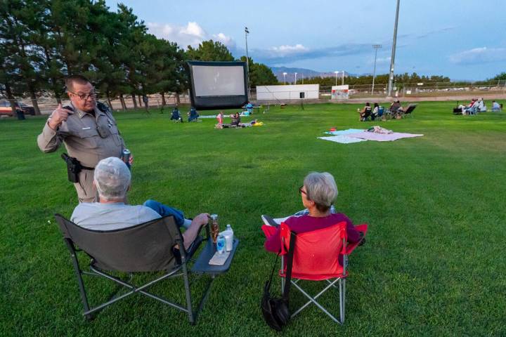 Nye County Sheriff Joe McGill took the time to speak with residents attending the July 19 showi ...