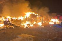 Fire crews arrived to a fifth wheel trailer fire on East Wall Street on early Thursday morning, ...