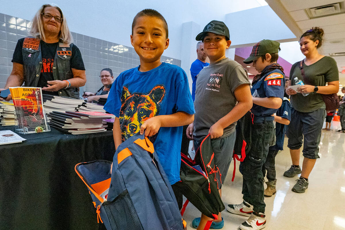 Over a 1,000 backpacks filled with school supplies were given out. (John Clausen/Pahrump Valley ...