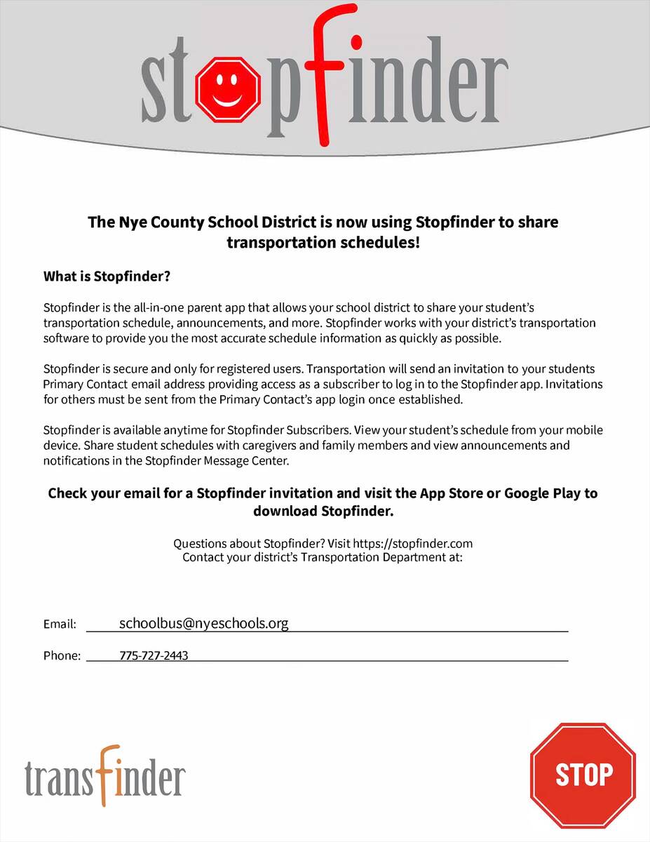 The Stopfinder app is being used by the Nye County School District to improve bus transportatio ...
