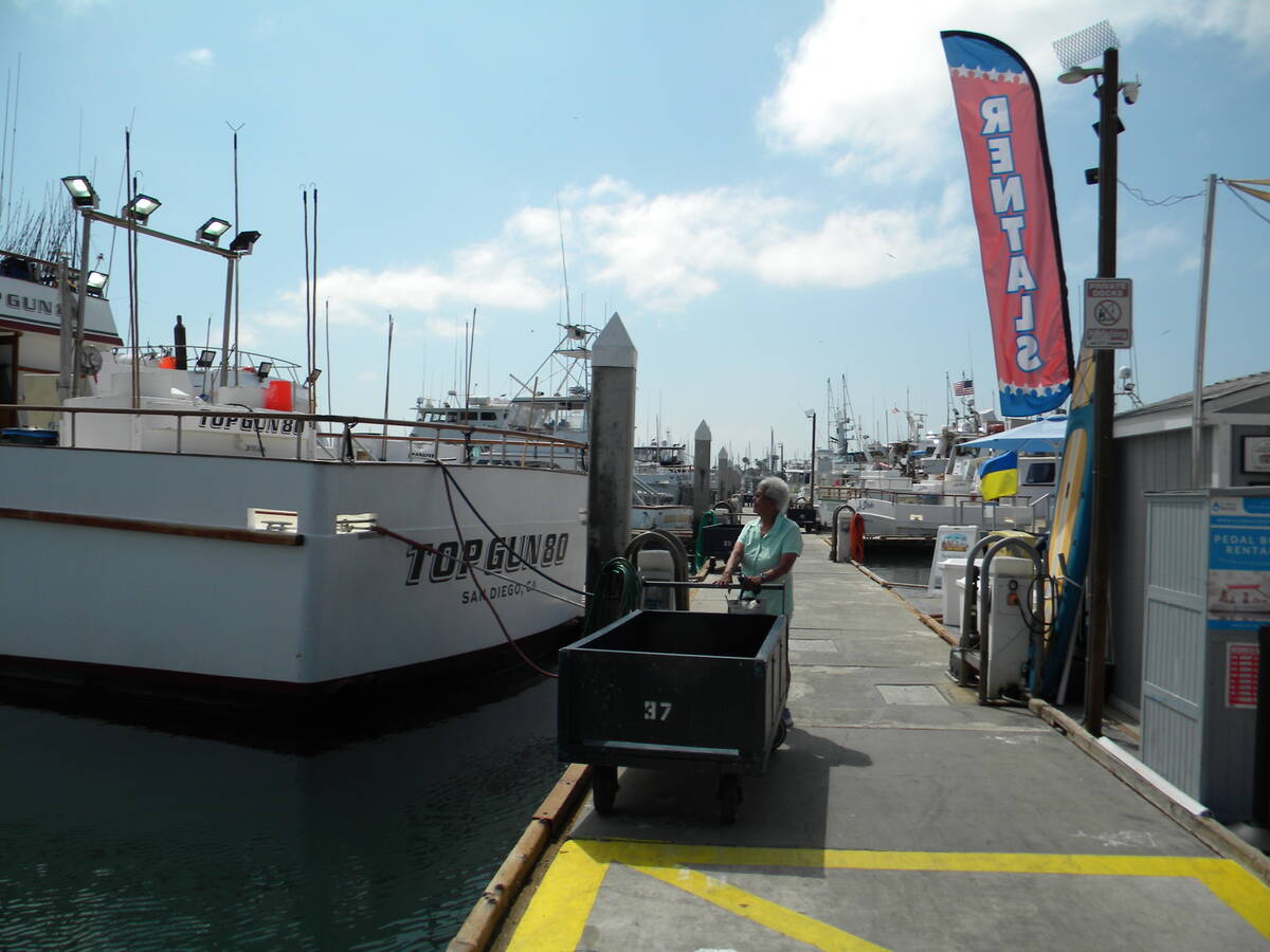 San Diego's H&M Landing is the point of departure for daily deep sea fishing excursions.. (Spec ...