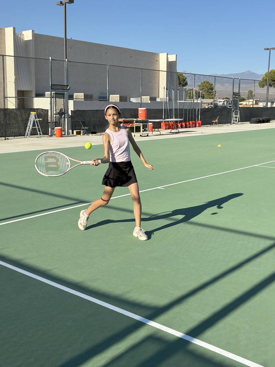 PVHS Tennis sophomore Allison Amador prepares to return a serve during a Wednesday practice. (M ...