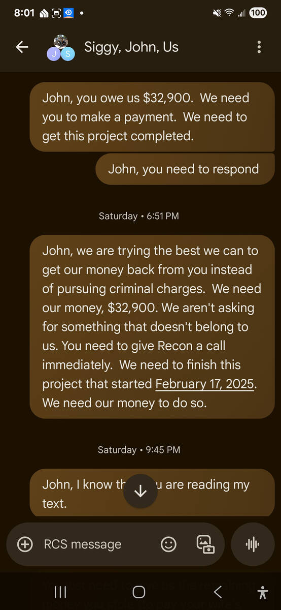 Adriana Salzer says she and her husband texted and called Pereyda many times to get their money ...