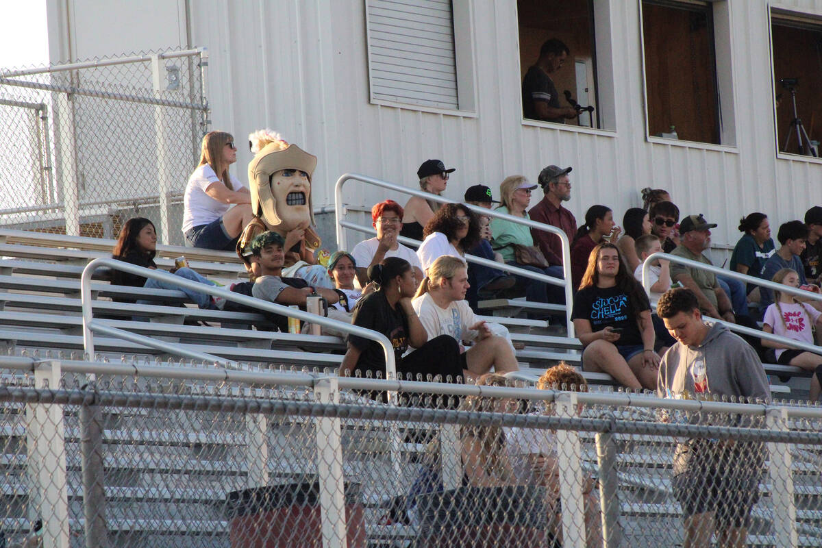 The Pahrump Valley High School mascot the Trojan was spotted in the large attendance during the ...