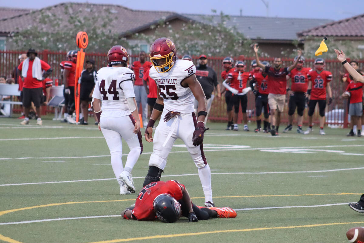 Junior Iyan Bosket, nicknamed "The Boogeyman" lays out a Pinecrest Academy Cadence quarterback ...