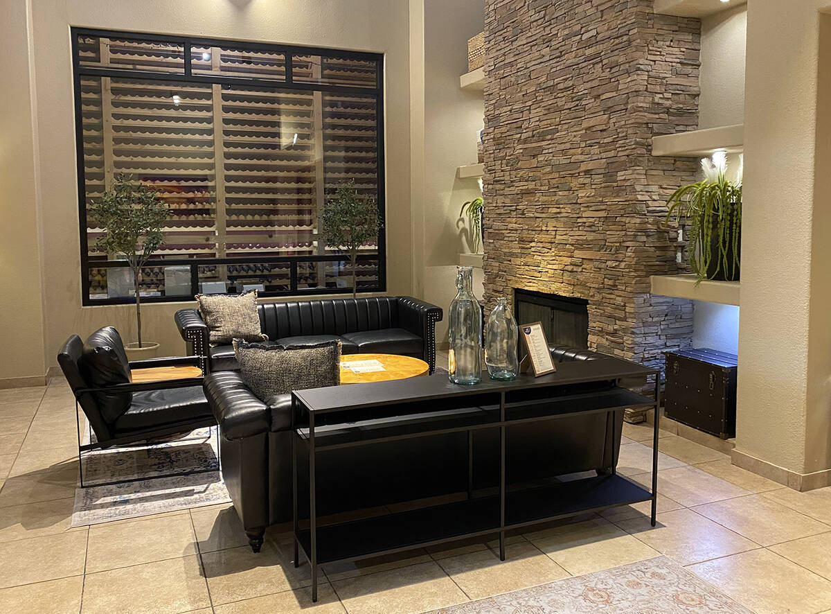 Set off to one side of an area adjacent to the Charleston Peak Winery tasting room, this arrang ...