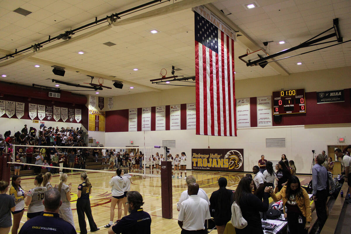 The Pahrump Valley High School gym recently received an American Flag donation from the Rotary ...
