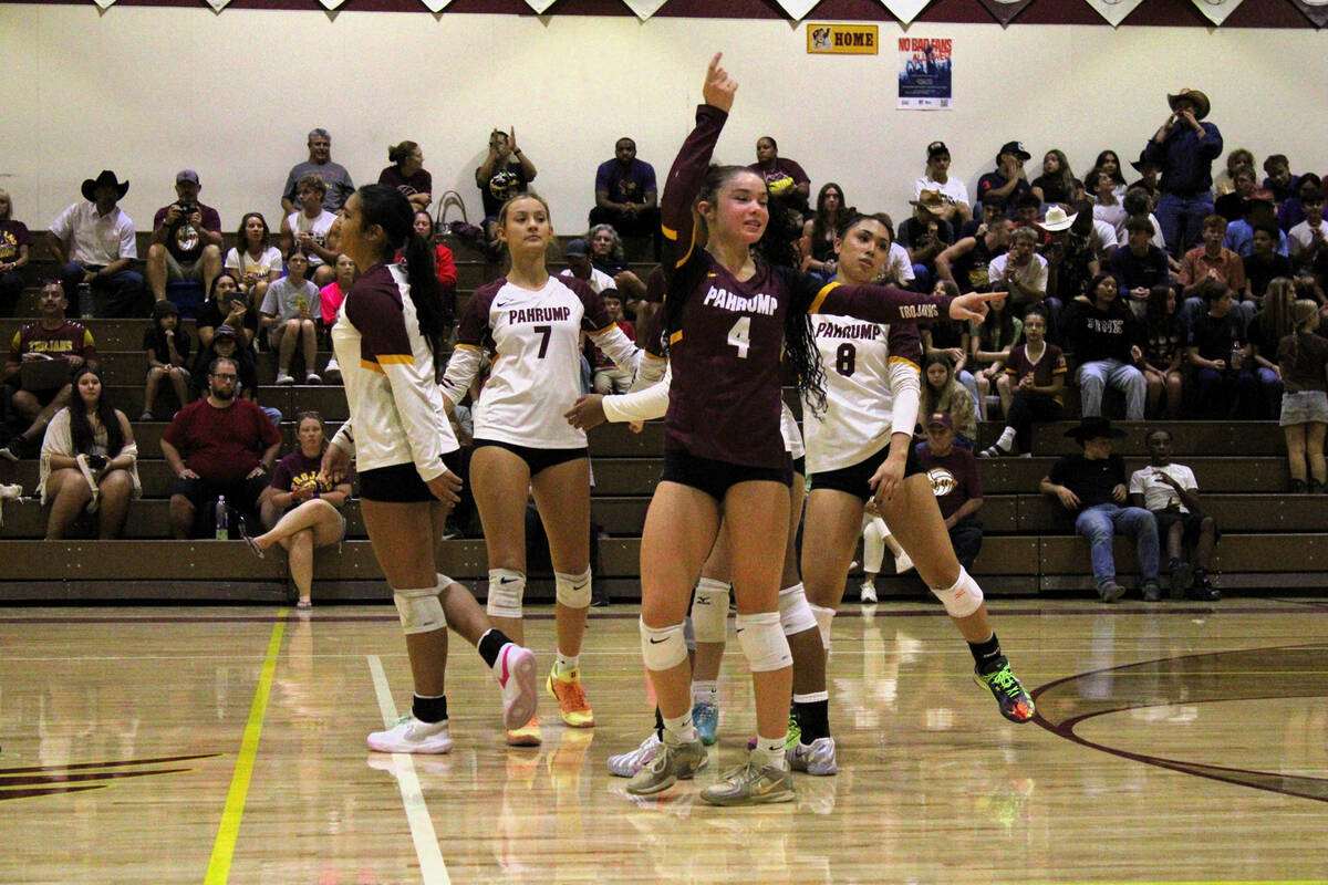 After dropping their first two sets, the Pahrump Valley High School girls volleyball team pulle ...