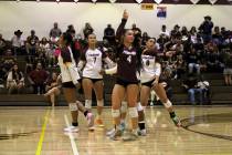 After dropping their first two sets, the Pahrump Valley High School girls volleyball team pulle ...