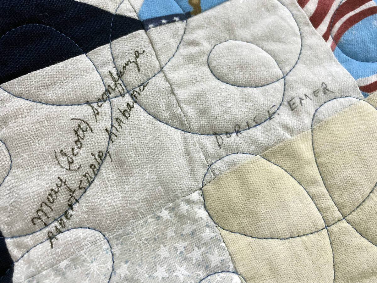 The names, and in many cases locations, of those who created patriotic quilt blocks for a natio ...
