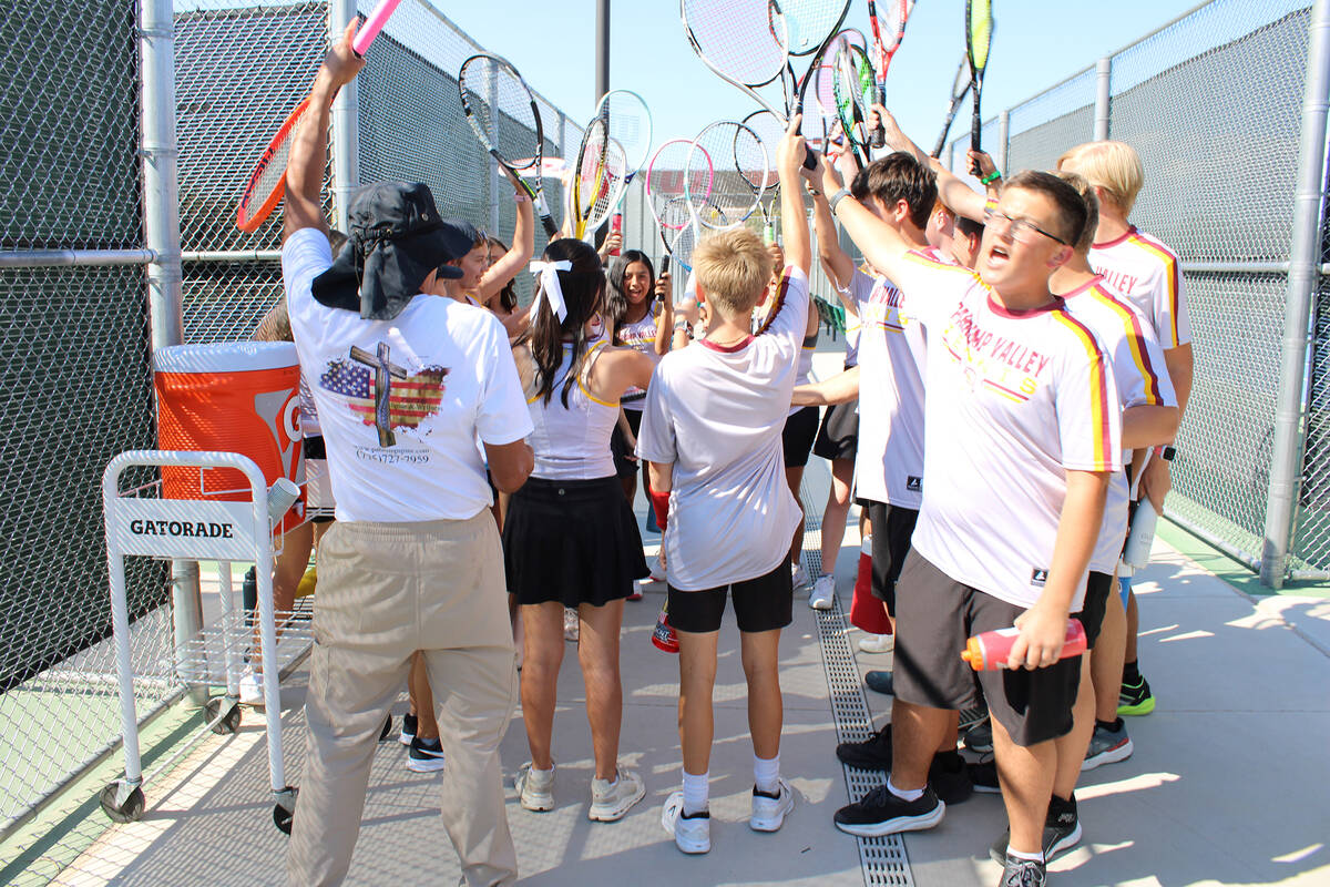 The Pahrump Valley High School tennis team traveled to Bishop Gorman last week to take on the C ...