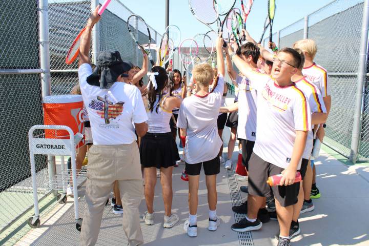 The Pahrump Valley High School tennis team traveled to Bishop Gorman last week to take on the C ...