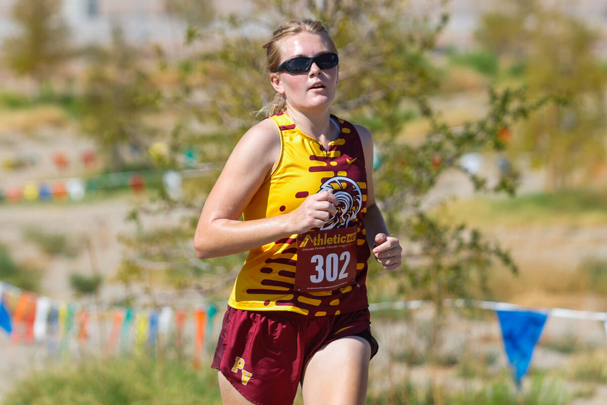 Pahrump Valley High School Savannah Thompson runs during the Junior/Senior Girls portion of the ...