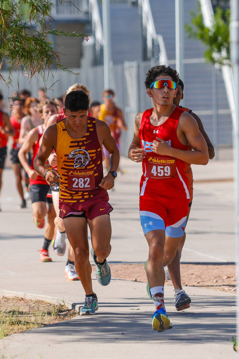 Pahrump Valley High School Benjamin DeSantiago (Left) and Western High School Zayiden Magana (R ...