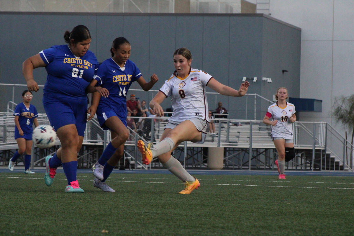 Pahrump Valley High School junior Sydney Crotty scored her second goal of the season on the roa ...