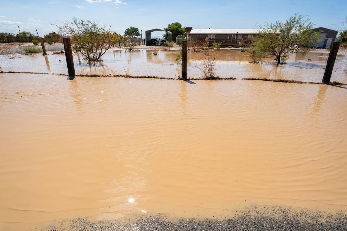 Entire yards and roadsides on the northern end of the Pahrump Valley were transformed into lake ...