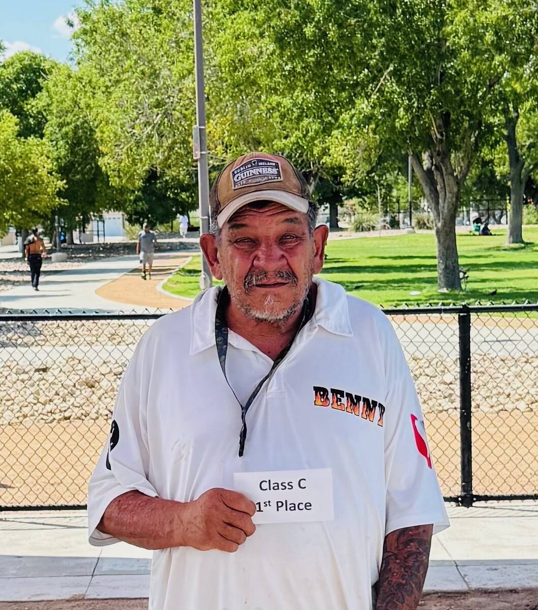 Nevada State Horseshoe Pitching Association pitcher Benny Sanchez was the winner of the Class C ...