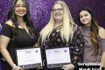 Live Your Dream recipient Ruby Flores (left) poses next to other winners, Jessica Bliss (middle ...