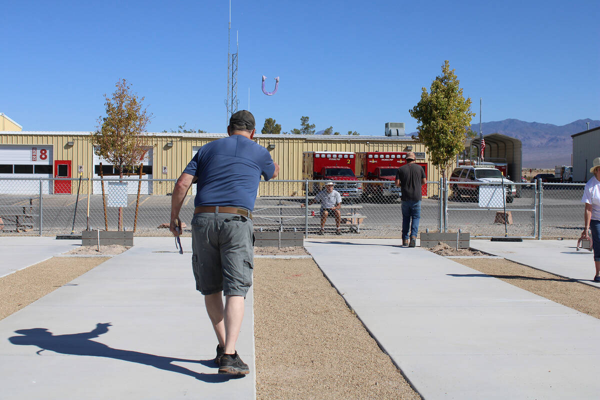 In his first tournament with the Nevada State Horseshoe Pitching Association, pitcher Terry Mil ...