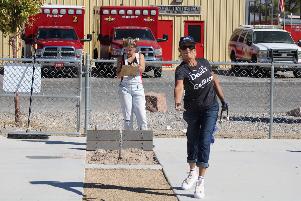 Nevada State Horseshoe Pitching Association pitcher Polly Brashear won 1st place in the Class B ...