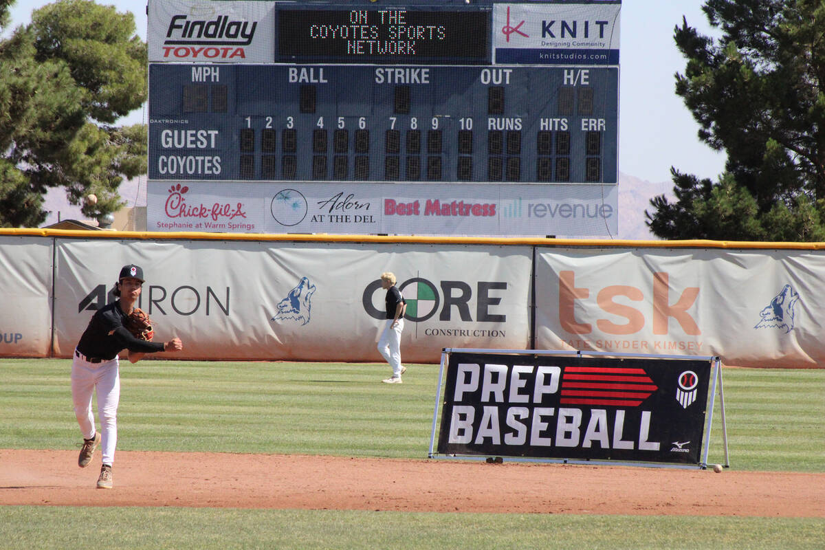 Pahrump Valley High School class of 2027 shortstop Tony Whitney fields a ground ball cleanly at ...