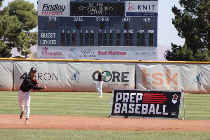 Pahrump Valley High School class of 2027 shortstop Tony Whitney fields a ground ball cleanly at ...