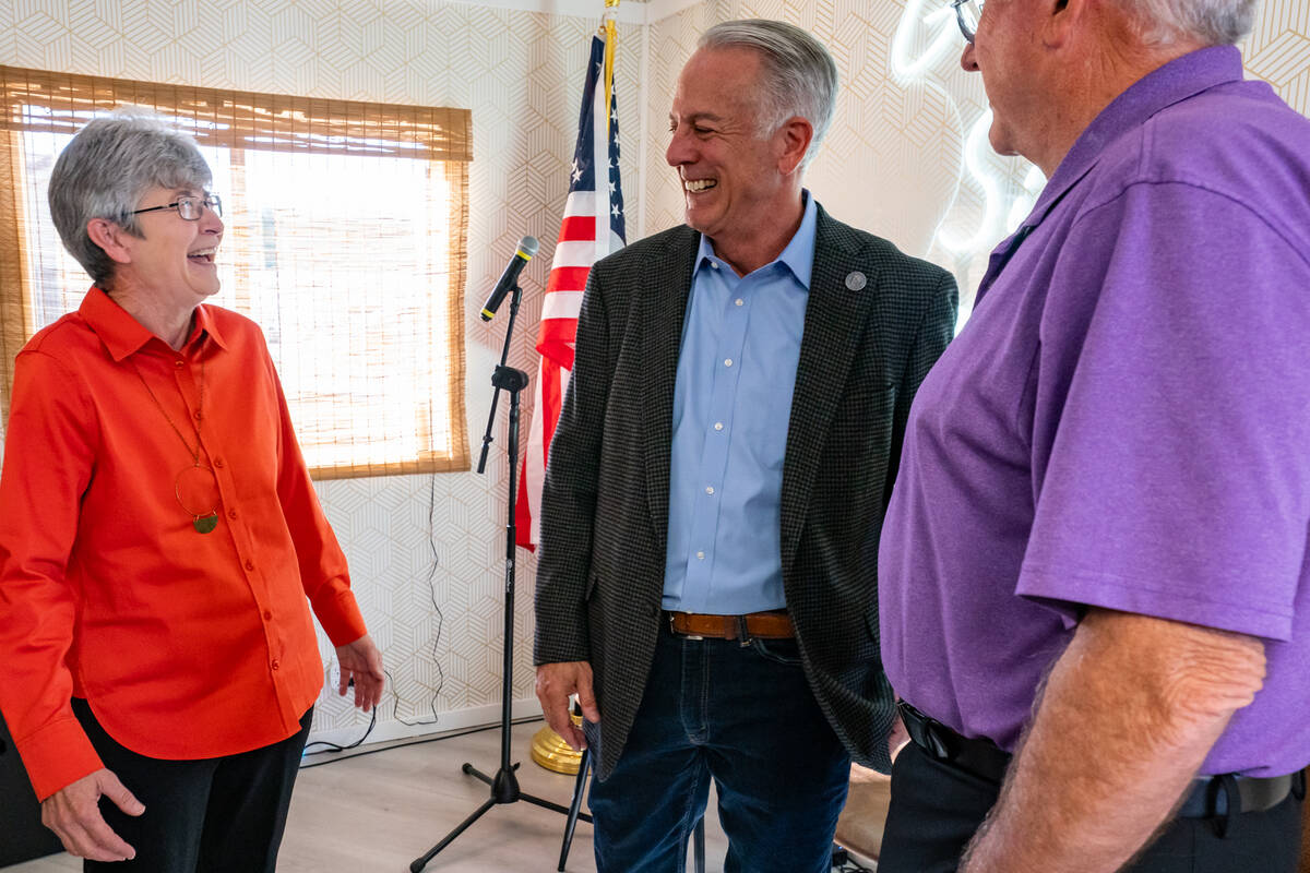 Nye County Judge Kimberly Wanker, Governor Joe Lombardo (John Clausen/Pahrump Valley Times)