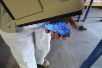 The tungsten ore known as scheelite fluoresces under UV light. This mineral is used for a varie ...