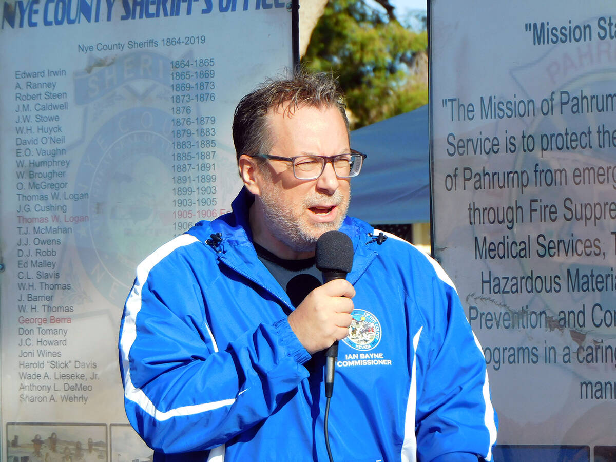 Nye County Commissioner Ian Bayne was among several others invited to be guest speakers at this ...