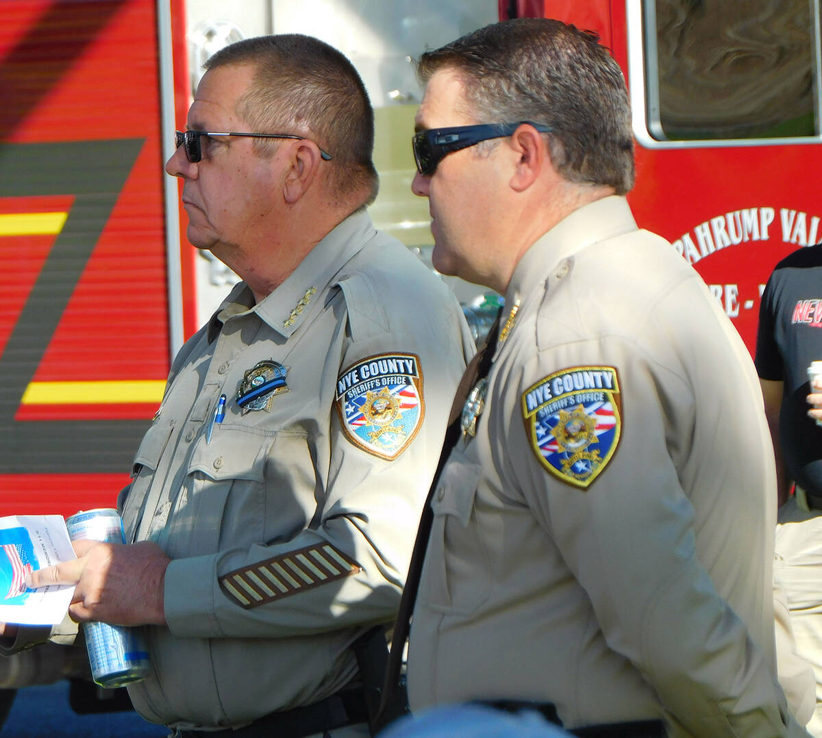 Nye County Sheriff Joe McGill and undersheriff Cory Fowles took time the morning of Thursday, S ...