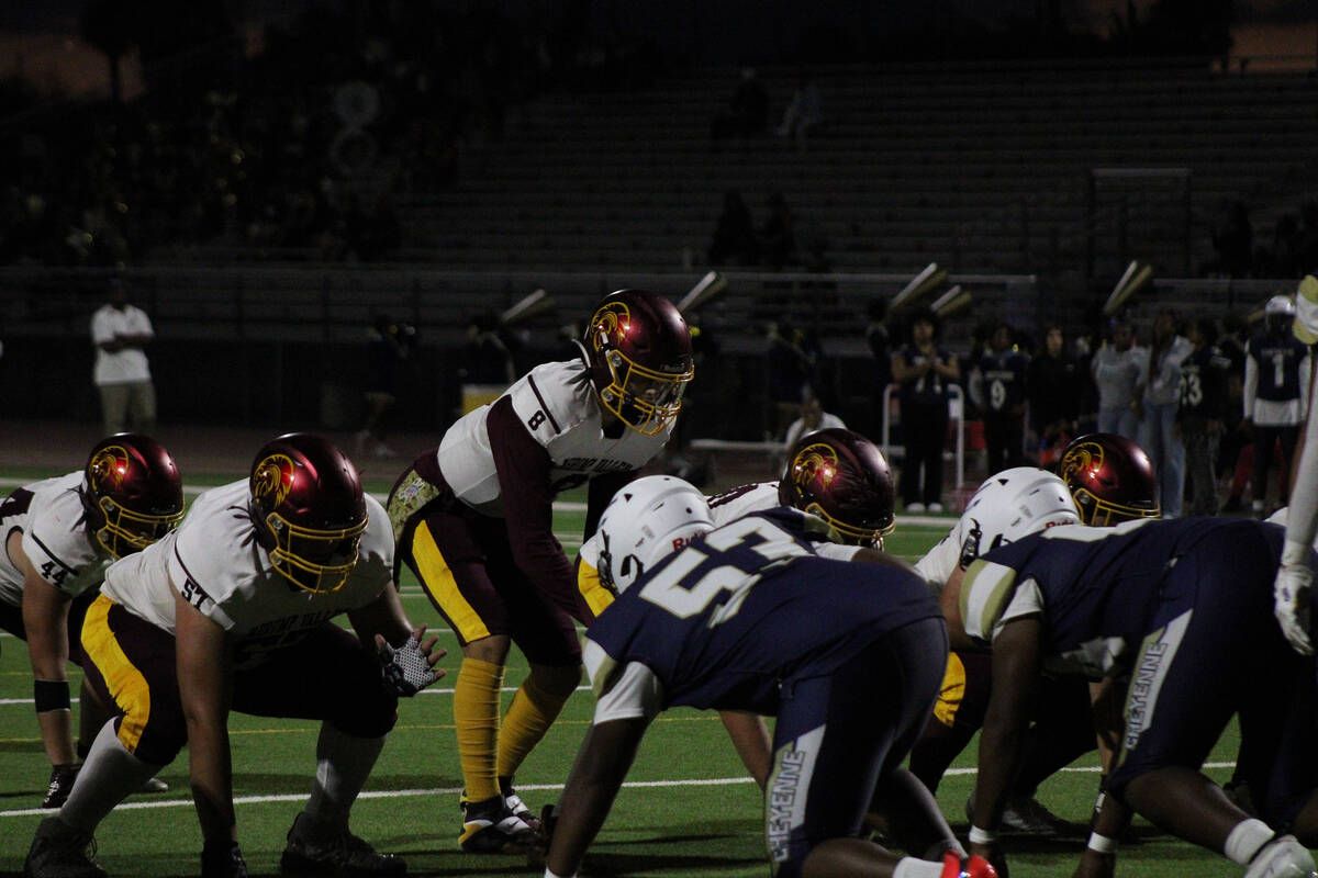 Pahrump Valley High School senior quarterback Kayne Horibe rushed for three touchdowns on the e ...