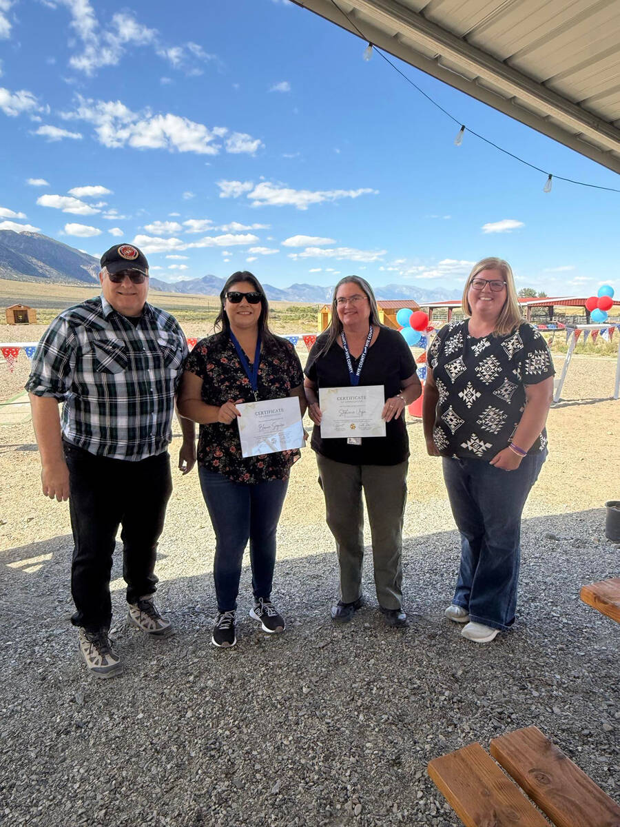 Nye County Parks and Recreation Advisory Board members Tim Bohannon, left, and Holly Merritt, r ...