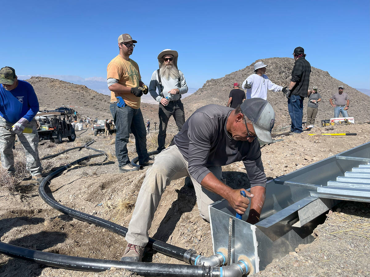 There are numerous water developments known as guzzlers located throughout Nevada and this mont ...